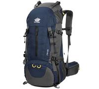 WoneNice 50L (45+5) Sac à Dos de randonnée étanche - Sac à Dos de Sport en Plein air avec Housse de Pluie pour Escalade, Alpinisme, Camping, pêche, Voyage, Cyclisme, Ski, Noir foncé, 50L