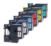 Wonfoucs Ruban Compatible pour Dymo D1 12mm x 7m, pour LabelManager 160 210D 280 420P LW 450, Noir sur Clair/Blanc/Bleu/Rouge/Jaune/Vert