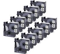 Wonfoucs Ruban pour Étiqueteuse Compatible avec Dymo D1 12mm x 7m Noir sur Blanc pour LabelManager 160 210D 360D 280 420P 450, Pack de 10