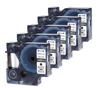 Wonfoucs Ruban pour Étiqueteuse Compatible avec Dymo D1 45013 S0720530 pour D1 Recharge Cartouche Etiqueteuse pour Dymo LabelManager 160 200 210D 280 360D 420P 450D, 12mm x 7m Noir sur Blanc 5 Packs