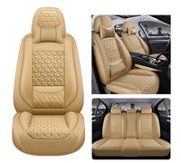 WongLi Housses de Siège de Voiture Universelle en Cuir | Ensemble Complet de Housses Siege Auto Universel | 2 Avant et 3 Arrière | Couvre Sieges Compatible avec l'airbag, Beige