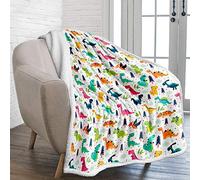 WONGS BEDDING Couverture polaire imprimée dinosaure Sherpa 3D Jurassique pour enfants, adolescents et adultes - Couverture douce et pelucheuse pour lit de vacances, canapé, lit double - 150 x 200 cm