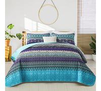 WONGS BEDDING Couvre-lit bohème en Microfibre légère pour très Grand lit, 261,6 x 228,6 cm (3 pièces)