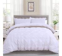 WONGS BEDDING Ensemble de Housse de Couette Pintuck Blanc 3 pièces pincée Plis imprimé Housse de Couette pour la Collection Maison et hôtel 200x200cm