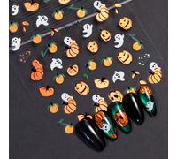Wonhomke 2pcs Citrouille fantôme d'Halloween Stickers Ongles decoration nail art Ongle Autocollants auto-adhésives pour enfants filles femmes (764)