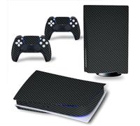Wonhomke pour PS5 Disk-Based Edition Skin Sticker Decal Cover Carbon Fiber pour Playtation 5 Console et 2 Manettes PS5 Skin Sticker (Noir)