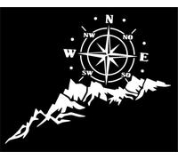 Woniyal 1 X Sticker Boussole Camping Car: Convient pour Dacia Duster III 2024 2025, Autocollant Montagne Rose des Vents Camping Caravane Lunette Arrière Capot,White