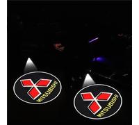 Woniyal 2 Pièces Éclairages de Bienvenue pour Porte de Voiture pour Mitsubishi Lancer Evolution Mirage Outlander, Projecteurs de Bienvenue Personnalisés Éclairage de Sol,Red