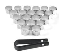 Woniyal 20 Pièces Cache-Écrous de Roue pour Seat Leon Ibiza 2012-2024, Bouchons de Boulon Protection Hexagonale Capuchons de Vis Durable Accessoires Jante,Silver-21mm