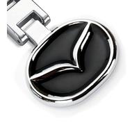 Woniyal Porte-clés en Métal Chromé avec Logo pour Mazda 6 2021 2022 2023, Auto Porte Clef Clés de Voiture Clé avec Boucle Anti Perte Esthétique Durable Porte,Black