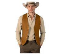 WonJoxel Gilet de cowboy rétro décontracté en daim pour homme | Gilet de style western pour fête, usage quotidien et tenues rodéo