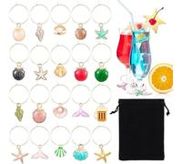 WonJoxel Lot de 40/60 breloques pour verre à vin sur le thème de la plage - Fournitures d'identification de boisson pour ou décorations de fête, One Size, Acétate, Pas de pierre précieuse