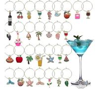 WonJoxel Lot de 40/60 breloques pour verre à vin sur le thème de la plage - Fournitures d'identification de boisson pour ou décorations de fête, One Size, Acétate, Pas de pierre précieuse