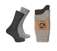 Wonky Line Chaussettes Alpaga Unisexes Lot de 2 - Chaussettes Hiver Chaudes Respirantes 50% Laine Alpaga - Maille Côtelée Confortable - Femme Homme Quotidien - Gris&Anthracite - 43-46