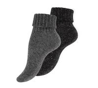 Wonky Line Chaussettes Femme Laine Alpaga - Lot 2 Paires Thermiques Chaudes Hiver - Chaussettes Douces Confort Respirantes Anti-Froid - Cadeau Femme - Gris&Anthracite - 35-38