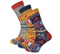 Wonky Line Chaussettes Laine Homme Femme, 3 Paires Chaussettes Hiver Épaisses Chaudes Rembourrées, Respirantes Thermiques Motifs Nordiques, Chaussettes Laine Douces - Multicolore - 35-38