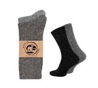 Wonky Line Lot de 2 Paires Chaussettes Thermiques Laine Alpaga Homme Femme | Chaudes Douces Respirantes | Confort Optimal Hiver Business | 40% Alpaga 40% Laine - Anthracite&Gris - 43-46