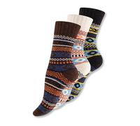 Wonky Line Lot de 3 Chaussettes en Laine Nordic - Chaussettes Thermiques Rembourrées pour Femme & Homme - Douces, Chaudes & Idée Cadeau Noël - 35/38, Mix-3