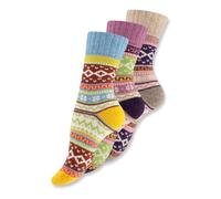 Wonky Line Lot de 3 Chaussettes en Laine Nordic Thermiques Rembourrées Femme Homme - Chaussettes Hiver Chaudes Douces Respirantes Motif Scandinave - Cadeau Noël - Mix-1-35-38