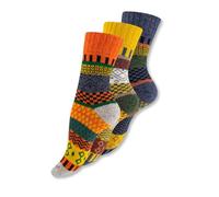 Wonky Line Lot de 3 Chaussettes en Laine Nordic Thermiques Rembourrées Femme Homme - Chaussettes Hiver Chaudes Douces Respirantes Motif Scandinave - Cadeau Noël - Mix-2-43-46