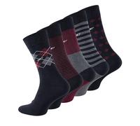 Wonky Line Lot de 5 paires de chaussettes respirantes en coton pour homme - Longueur mollet - Rayures unies - Losanges, 5 paires bleu marine/marron, 9-11