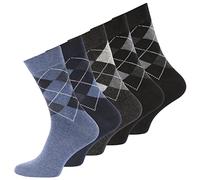 Wonky Line Lot de 5 paires de chaussettes respirantes en coton pour homme - Longueur mollet - Rayures unies - Losanges, 5 paires de losanges foncés, 9-11