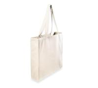 Wonky Line sac cabas en toile - coton résistant 300 g/m² - soufflets sur les côtés - anses longues - sac shopping réutilisable - écologique - grand sac polyvalent (Naturel)