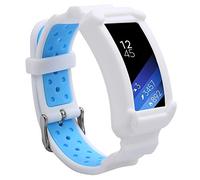 Wonlex Fit2 Sm-r360 Accessoires Band, Coque de protection en caoutchouc robuste Silione avec sangle Bandes pour Samsung Gear Fit 2 montre intelligente Small blanc/bleu