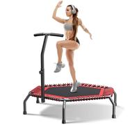Wonlink Trampoline hexagonal de 121,9 cm pour adultes avec tendeurs silencieux et barre de poignée réglable en T, rebond d'exercice pour adultes, entraînement intérieur/extérieur, charge maximale 250