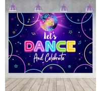 Wonmelody 2,1 x 1,5 m Toile de fond pour fête de danse disco Décoration de fête dansante Let's Dance and Celebrate Toile de fond pour fête musicale Fournitures de fête disco Bal d'anniversaire