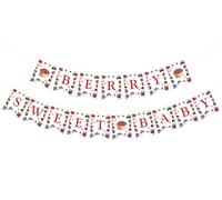 Wonmelody Bannières de fête prénatale Berry Sweet « A Berry Sweet Baby is On the Way » à suspendre - Bannière en toile de jute - Fournitures de grossesse pour les fruits d'été - Révélation du sexe du