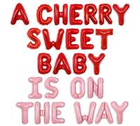 Wonmelody Cherry Baby Shower Decor A Cherry Sweet Baby is On the Way Bannière de ballons Berry Sweet Baby Girl Révélation du sexe Ballons She's the Cherry on Top Fournitures de fête prénatale pour
