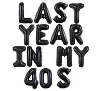 Wonmelody Décoration d'anniversaire « Last Year in My 40s » noire « Last Year in My 40s » - Bannière de ballons amusante « Happy 49th Birthday » - Superbe depuis 1976 - Fournitures pour homme et femme