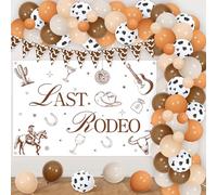 Wonmelody Décoration de cowgirl occidentale pour enterrement de vie de jeune fille - Bannière imprimée vache - Arche de ballons pour dernier Hoedown Nashville - Pour fête prénuptiale, fiançailles