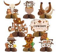 Wonmelody Décoration de fête prénatale Cowboy Baby Shower en nid d'abeille Décoration de table Cowboy Décoration de table It's A Cowboy Décor Little Cowboy Is on The Way Cowboy Rodéo Décor