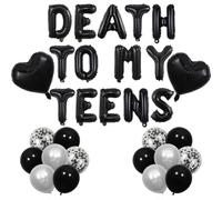 Wonmelody Décoration gothique pour 20e anniversaire - Bannière de ballons sur le thème de la mort à mon adolescent - Fournitures d'anniversaire funéraires pour célébration anglaise