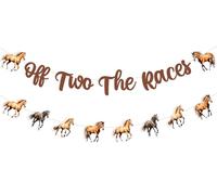 Wonmelody Décorations de 2e anniversaire de cheval Off Two the Races Bannière Décorations de course de chevaux Bannière d'anniversaire Guirlandes de cowboy occidentaux Fournitures de fête pour Not My