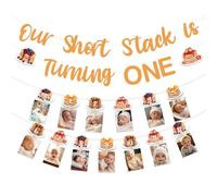 Wonmelody Décorations de crêpes pour premier anniversaire - Bannière photo pour 1er anniversaire - Notre petite pile tourne une bannière - Guirlandes, crêpes sucrées, brunch, petit-déjeuner