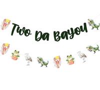 Wonmelody Décorations de fête d'anniversaire en forme de crocodile avec deux bannières Da Bayou - Guirlandes à suspendre - Guirlandes à suspendre - Animaux de safari - Kit d'anniversaire pour 2ème