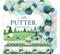 Wonmelody Décorations de fête prénatale avec inscription « A Little Putter is On the Way » - Bannière de chariot de ballons, guirlandes, décorations de cupcakes - Nappe de sport, arche de ballons
