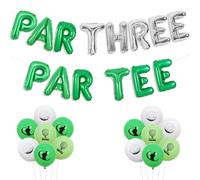 Wonmelody Décorations de golf pour 3e anniversaire par Three Par Tee Bannière de ballons Let's Partee Time Ballons d'anniversaire sur le thème du golf 3ème anniversaire Décoration de jeu de balle Fête