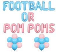 Wonmelody Décorations de révélation de sexe de football ou de pompons, bannières de ballons pour fête prénatale, décorations de football ou de pom-pom girl, décorations pour garçon ou fille sur le