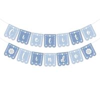 Wonmelody Fiesta - Bannière de fête prénatale sur le thème mexicain - Guirlande Cielito Lindo - Décoration vintage bleue - Bannière Cinco De Mayo pour fête de bienvenue garçon nouveau-né