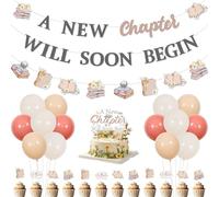Wonmelody Livre d'histoires pour fête prénatale « Girl A New Chapter Will Soon Begin » Bannière bohème de fleurs sauvages Guirlandes de livre d'histoires Décoration de gâteau Fournitures pour lecture
