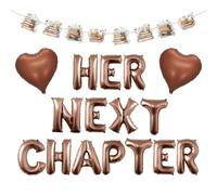 Wonmelody Livre d'histoires pour fête prénuptiale - Bannière de ballons marron - Cœurs d'amour - Ballons bohème - Fleurs sauvages - Guirlandes de livres sur le thème du livre - Pour fête prénuptiale