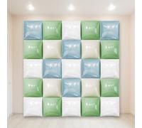 Wonmelody Lot de 25 ballons carrés double face en mylar pour safari, dinosaure, canard neutre, fête prénatale, mariage, anniversaire - Vert poudré et bleu - 48,3 cm