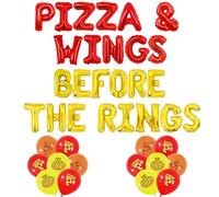 Wonmelody Pizza italienne pré-mariage décoration de fête de mariage Pizza et ailes avant les anneaux Décoration de fête Bannière de ballons sur le thème italien Fournitures pour la restauration rapide