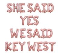 Wonmelody She Said Yes Décorations She Said Yes We Said Key West Bannière Or Rose Key West Décorations de Bachelorette He Ask She Said Yes Ballon pour fête prénuptiale, fiançailles, désherbage,