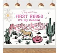 Wonmelody Toile de Fond pour 2e Anniversaire de Cowgirl Occidentale - 2,1 x 1,5 m - Décoration de fête d'anniversaire « This Aint My First Rodeo » - Décoration de fête d'anniversaire - Bannière de