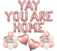 Wonmelody Yay You're Home Ensemble de ballons or rose avec lettres en forme de cœur et ballons en latex pour intérieur et extérieur
